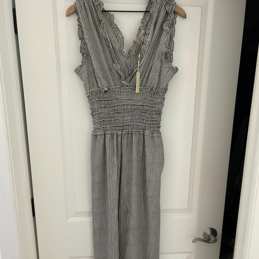 Black and white ruffled jumpsuit